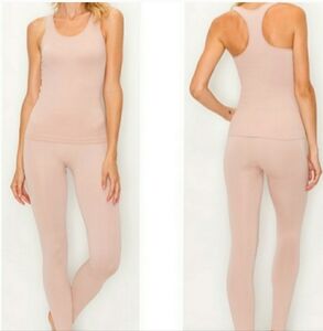 Kimberly C 2-PC Activewear Set Leggings & Racerback Tank Top Gym Yoga Workout